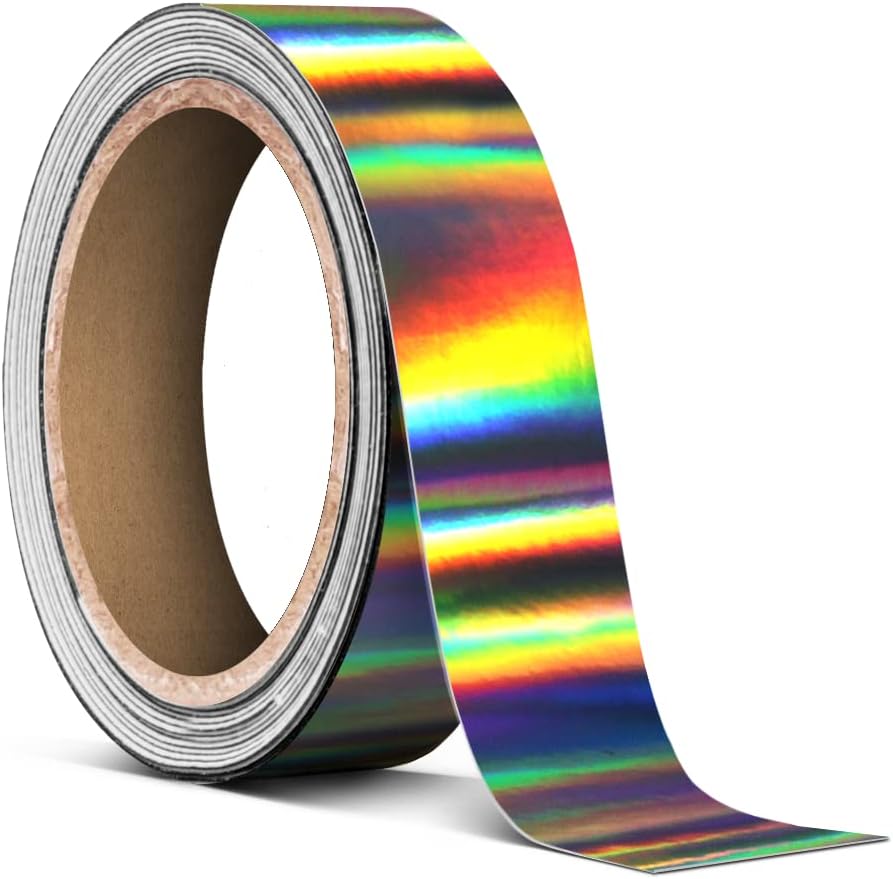 Black Holographic Lazer Chrome Tape Roll 1 Inch Thick