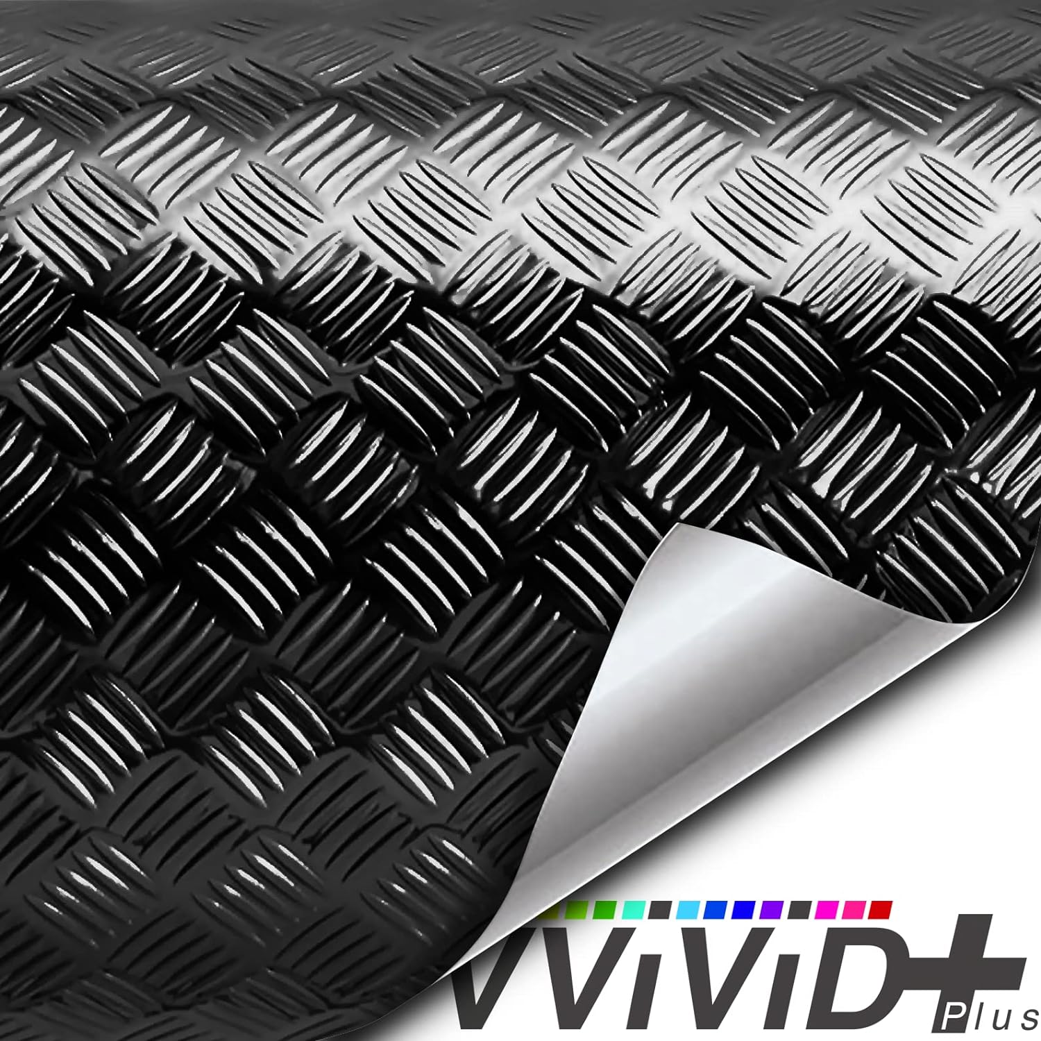 VViViD+ Industrial Utility Diamond Plate Metallic Black Chrome (17.8 inches x 50ft) - W.D