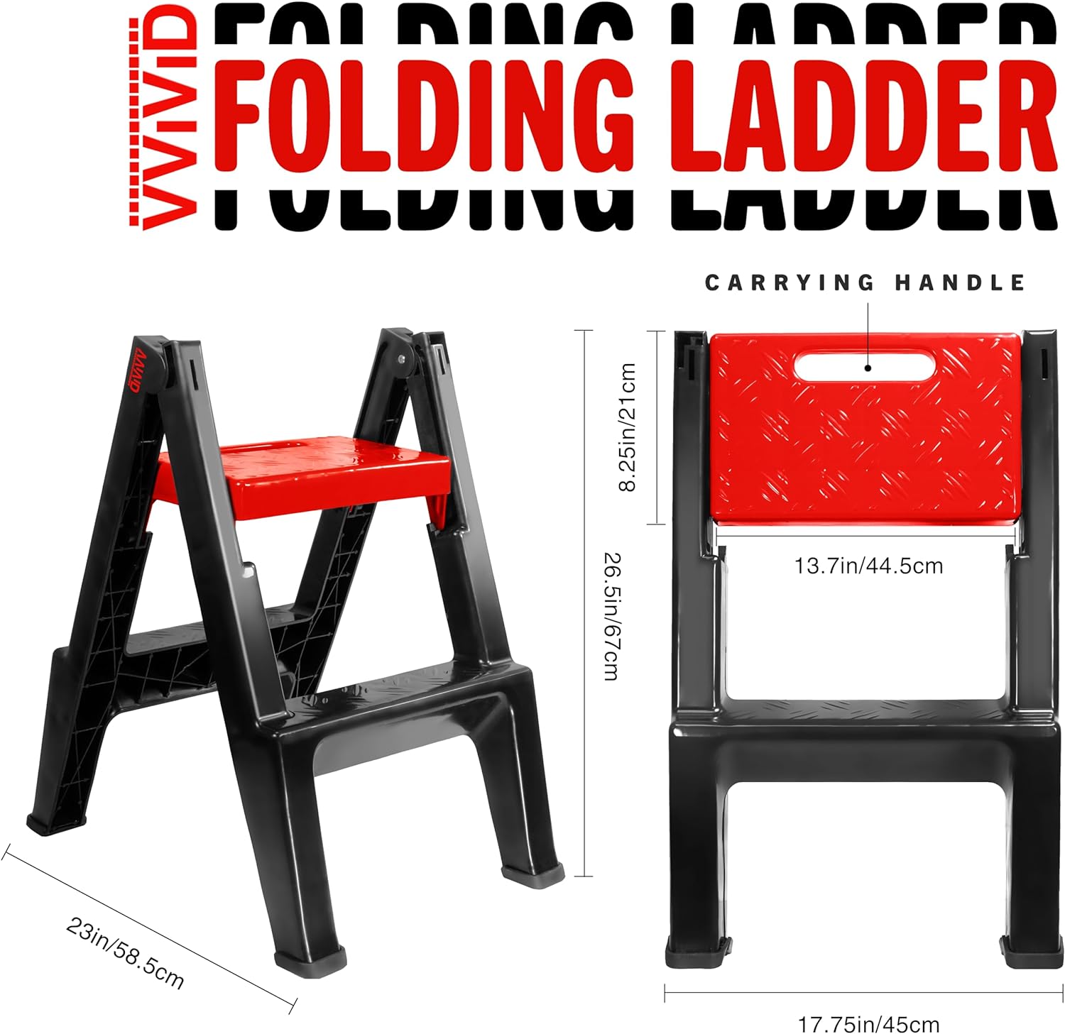 Folding Ladder 4.5kg High Stability 2 Step - 150kg Capacity (MCF) - 0
