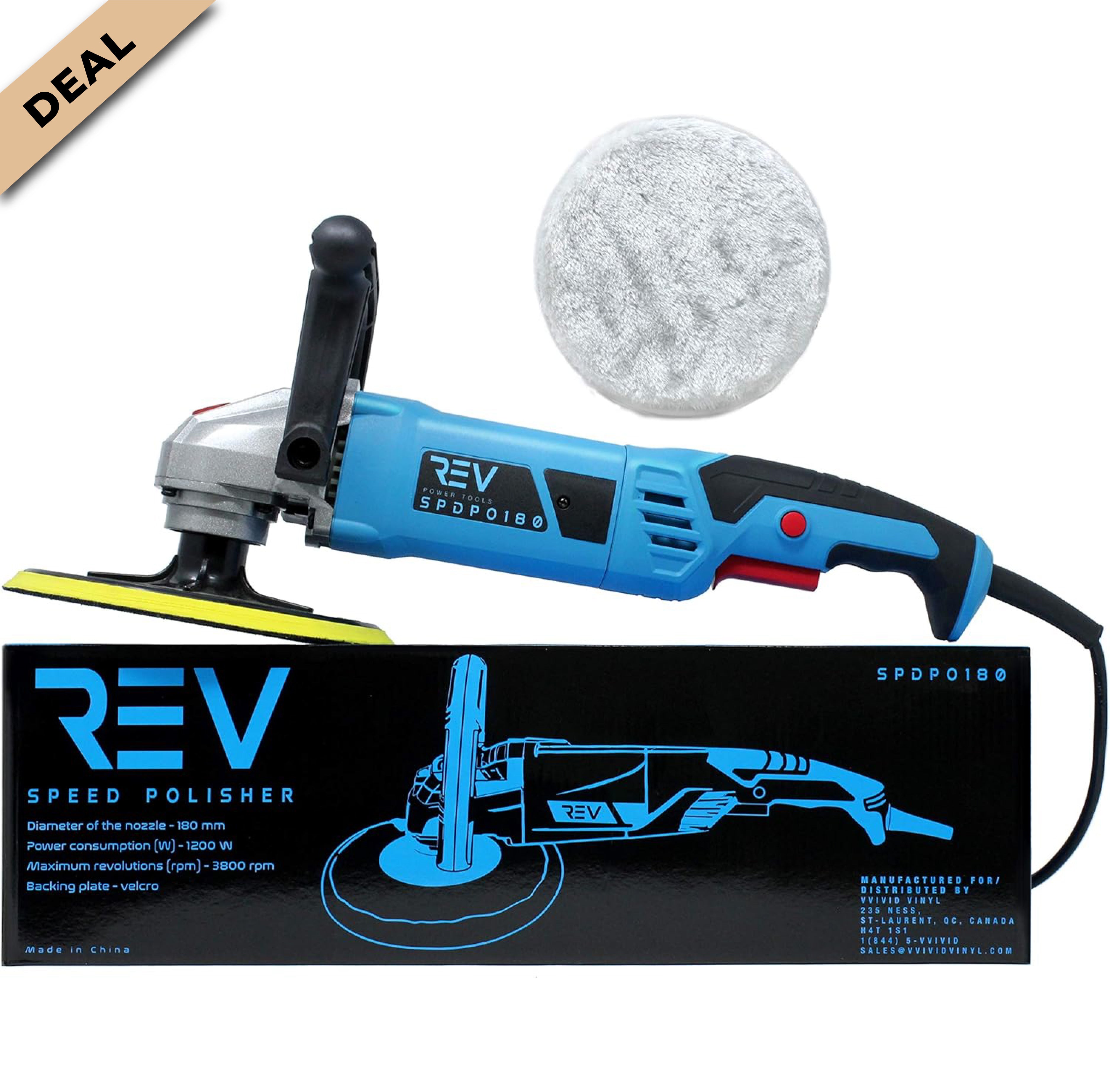 VViViD REV Buffer & Polisher (7 Inch - 3800 RPM) - W.D