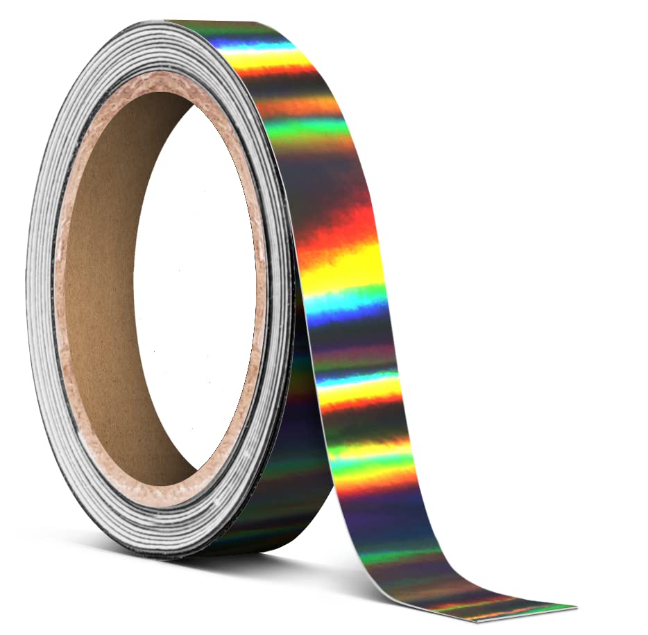 Black Holographic Lazer Chrome Tape Roll 1/2 Inch Thick