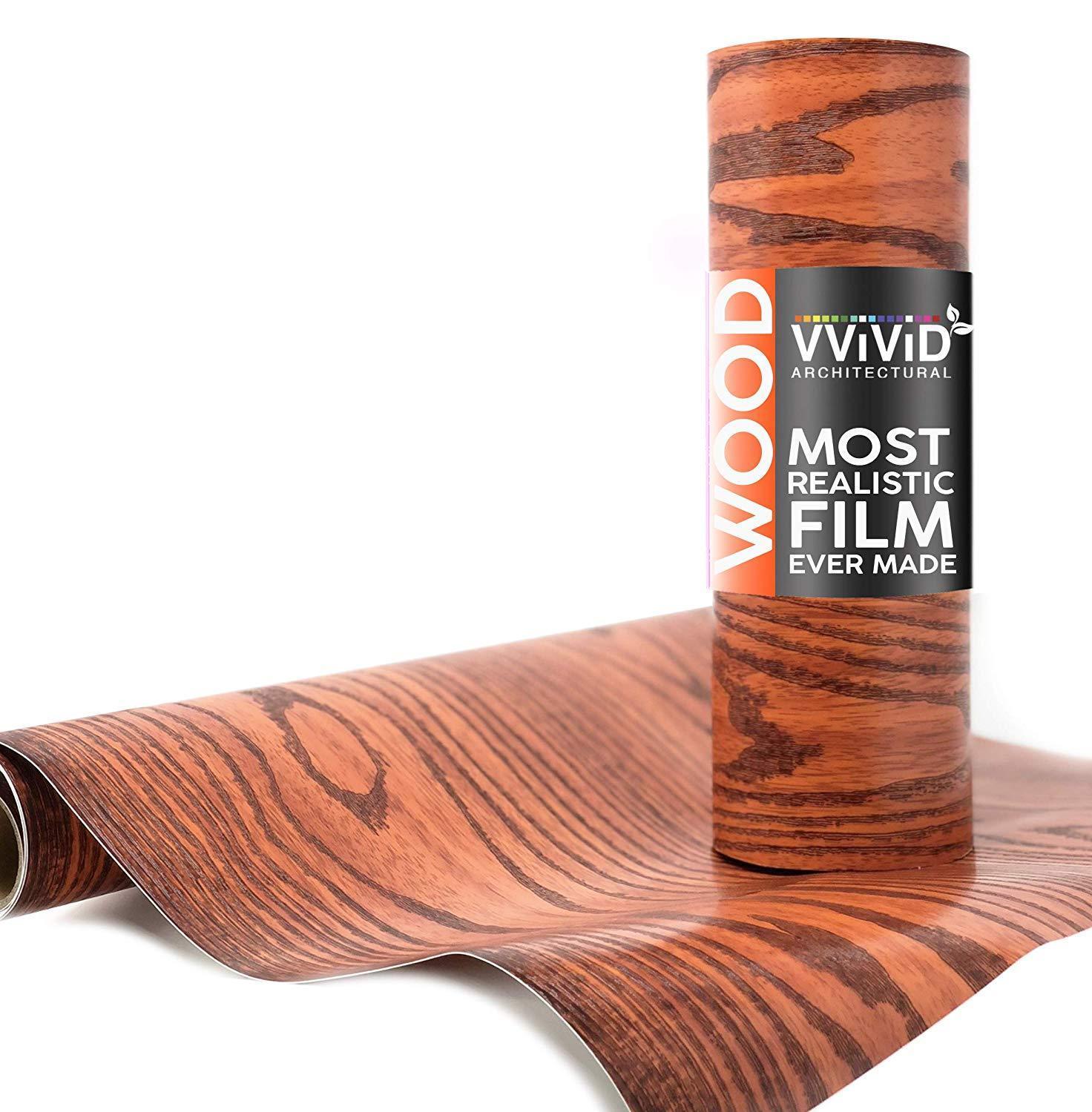 VVivid Red Ash Wood Grain Vinyl Wrap – Architectural Film (V135) – Sample Or Full Roll, Self-Adhesive