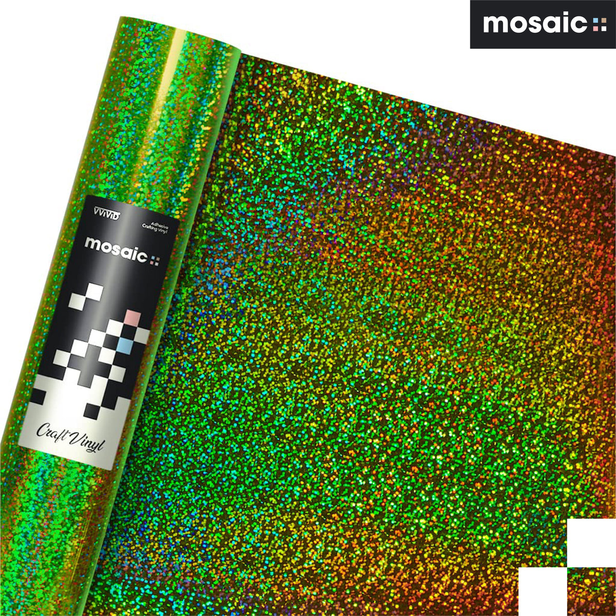 MOSAIC+ Green Holographic Glitter — Craft Vinyl (1ft x 5ft) [MCF]