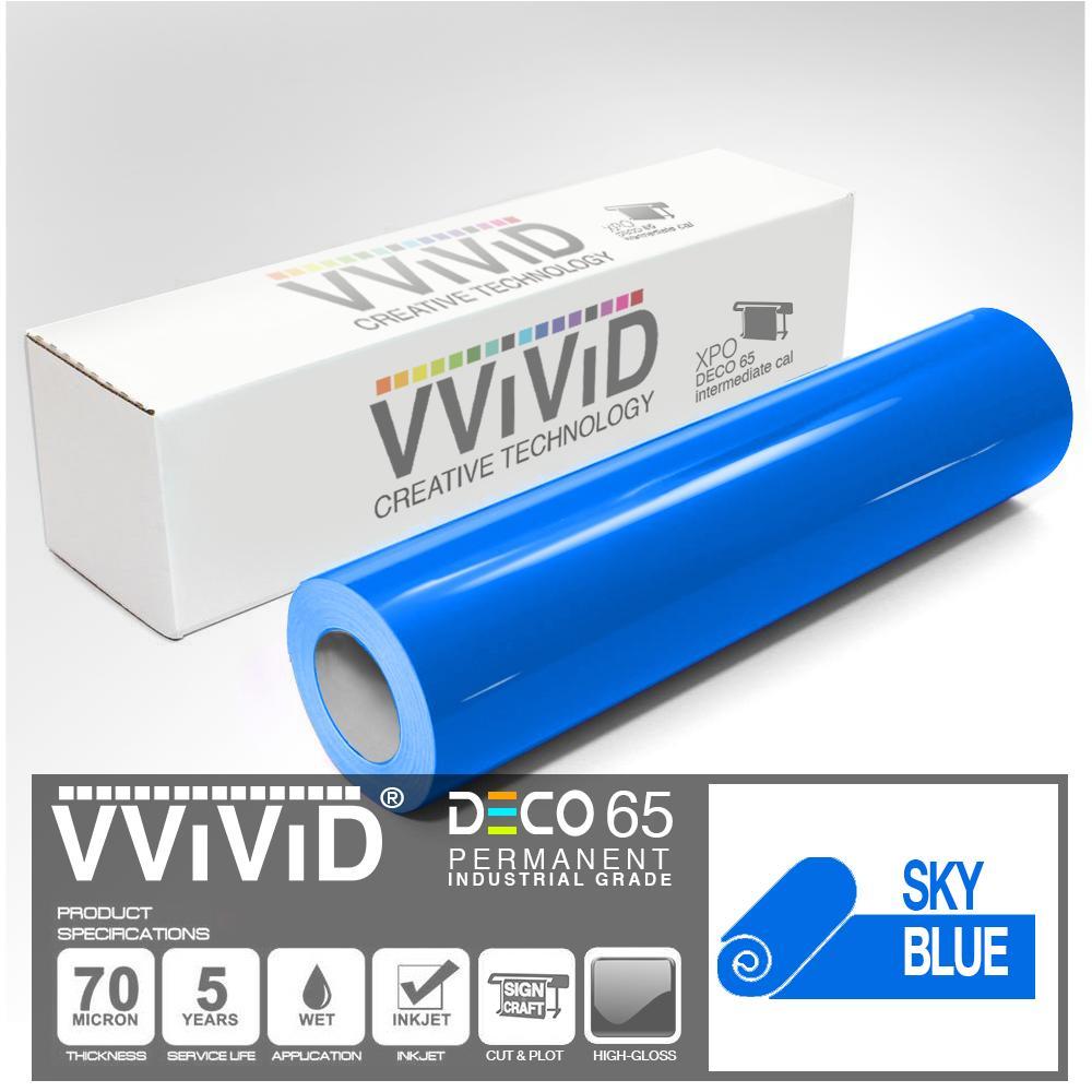DECO65 Gloss Sky Blue Permanent Craft Film - The VViViD Vinyl Wrap Shop