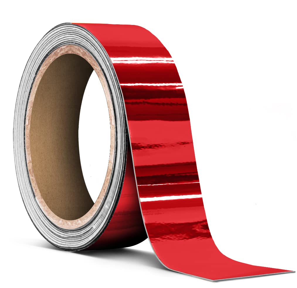Red Mirror Chrome Tape Roll 1 Inch Thick