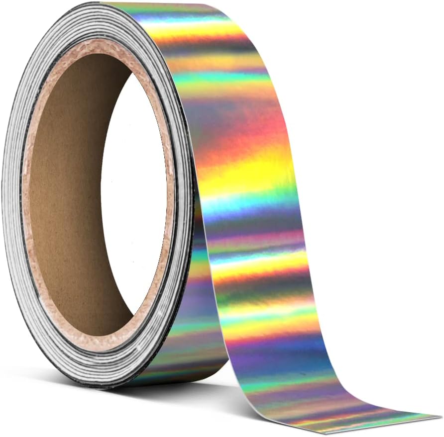 Silver Holographic Chrome Tape Roll 1 Inch Thick