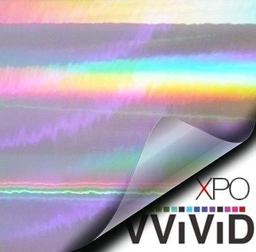 VViViD Silver Holographic Chrome Vinyl Wrap Rainbow Finish Roll DIY Air-Release Adhesive Film (10ft x 5ft)