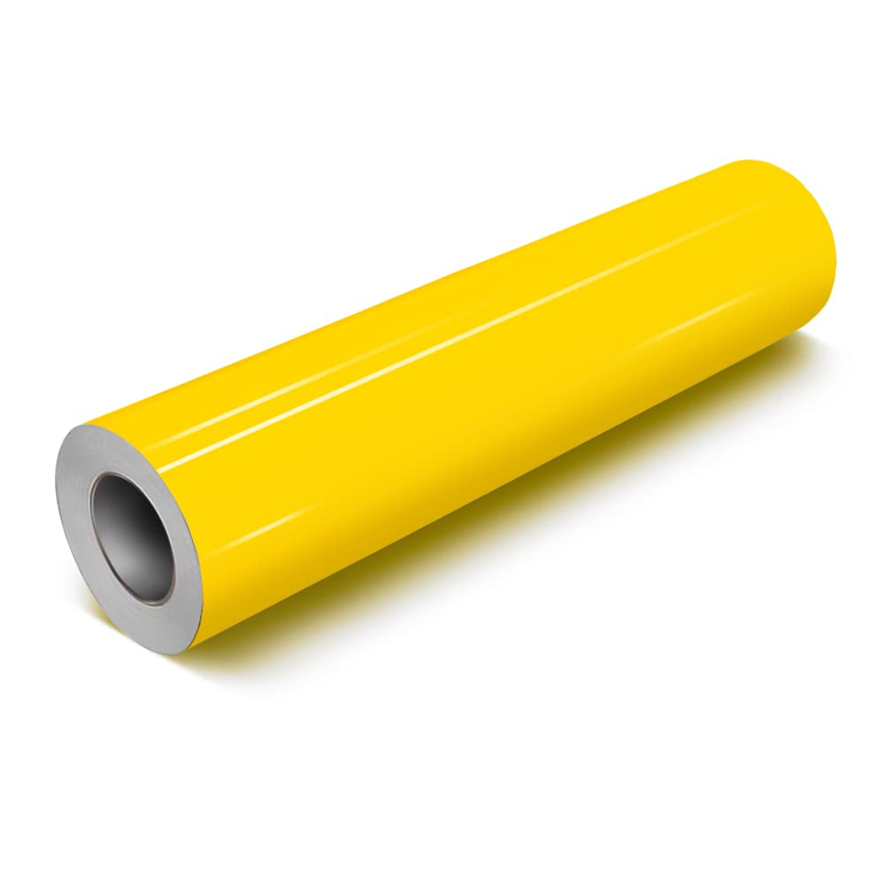 VViViD Yellow Gloss 12 Inch x 84 Inch (7ft) DECO65 Permanent Adhesive Craft Vinyl for Cricut, Silhouette & Cameo