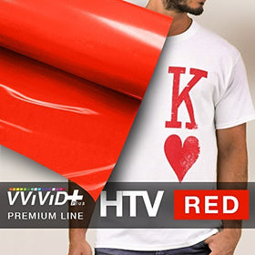 VVIVID+ Red Premium Line Heat Transfer Film 12 Inch x 36 Inch (3ft) for Silhouette, Cricut & Cameo