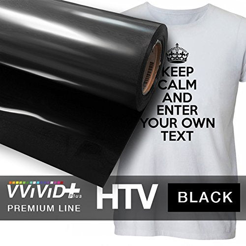 VVIVID+ Black Premium Line Heat Transfer Film 12 Inch x 36 Inch (3ft) for Silhouette, Cricut & Cameo