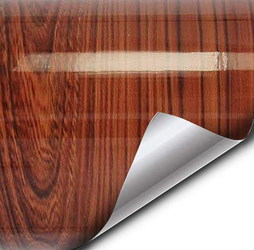 VViViD Red Cedar High Gloss Wood Grain Faux Finish Textured Vinyl Wrap Film for Home Office Furniture DIY Easy to Install No Mess 2ft x 4ft
