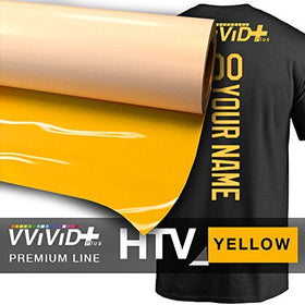 VVIVID+ Yellow Premium Line Heat Transfer Film 12 Inch x 36 Inch (3ft) for Silhouette, Cricut & Cameo