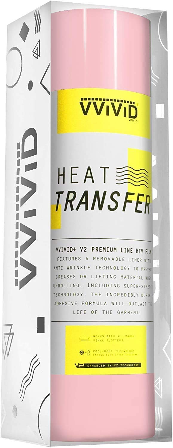 VVIVID+ Soft Pink Premium Line Heat Transfer Film for Silhouette, Cricut & Cameo (12 Inch x 72 Inch (6ft))