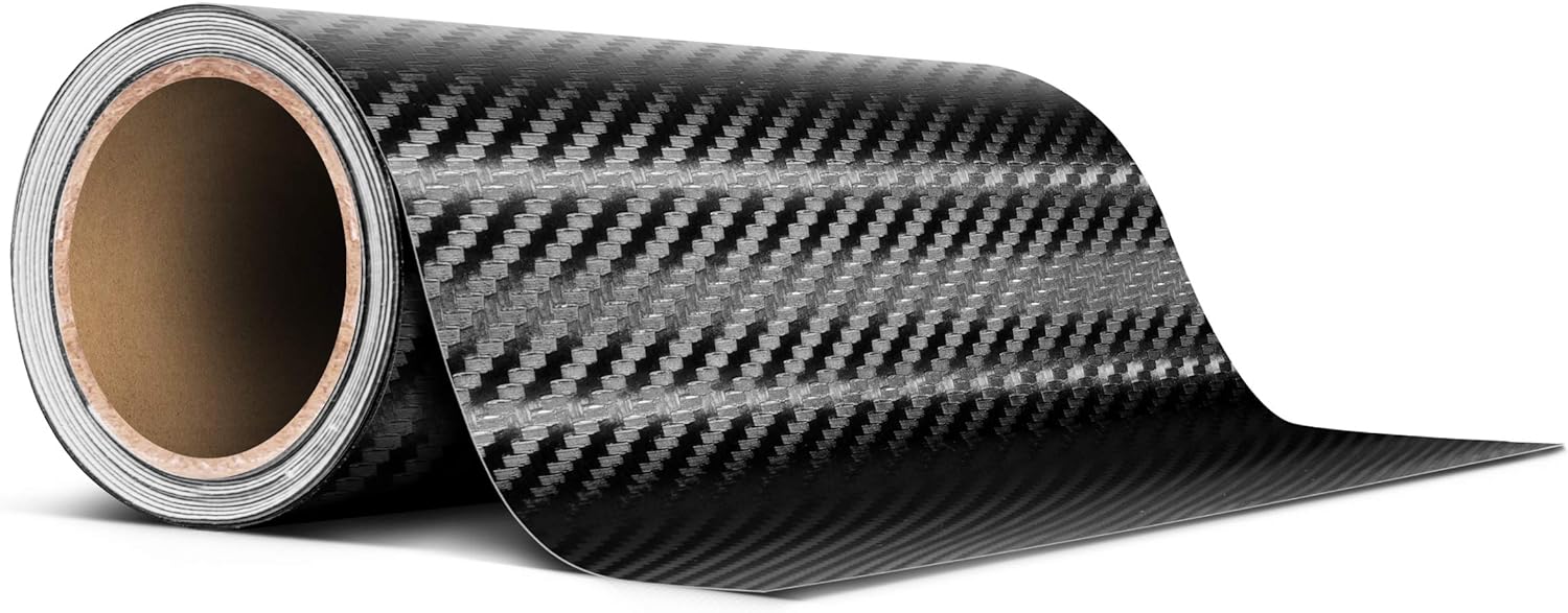 Black Dry Carbon Fiber Tape for Chrome Deletes 6 Inch Thick