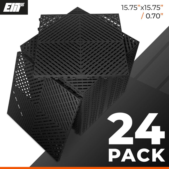 VViViD Elite Garage Modular Floor Tiles - Black (24 Pack)