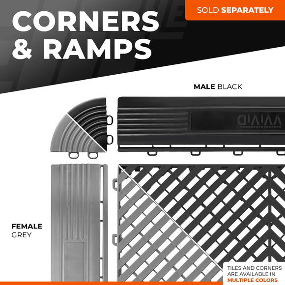 VViViD Elite Garage Modular Floor Tiles - Grey (24 Pack)