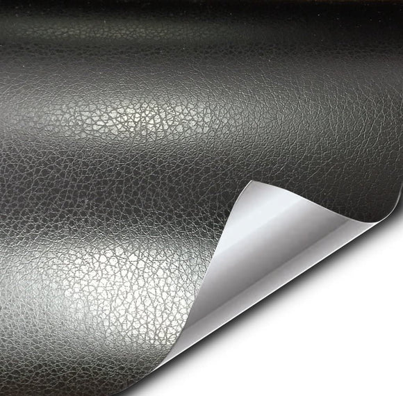 VViViD+ Fine Grain Black Leather Wrap Adhesive Vinyl - Soft Touch (1ft x 5ft)