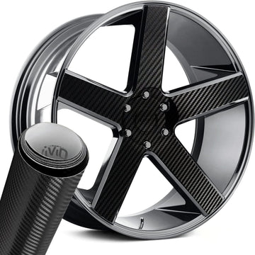 VViViD Black Carbon Fiber Auto Rim Vinyl Wrap (4 Sheet Pack of 24" x 30")