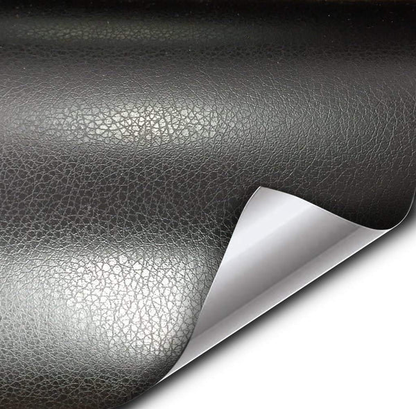 VViViD+ Fine Grain Black Leather Vinyl Wrap Contact Paper Soft Touch - 10ft x 5ft