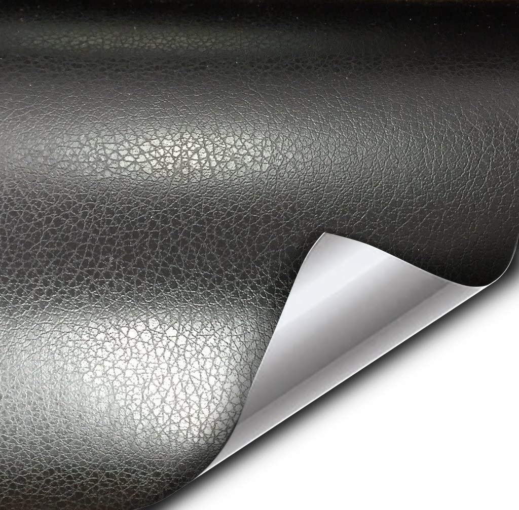 VViViD+ Fine Grain Black Leather Vinyl Wrap Contact Paper Soft Touch - 6ft x 5ft