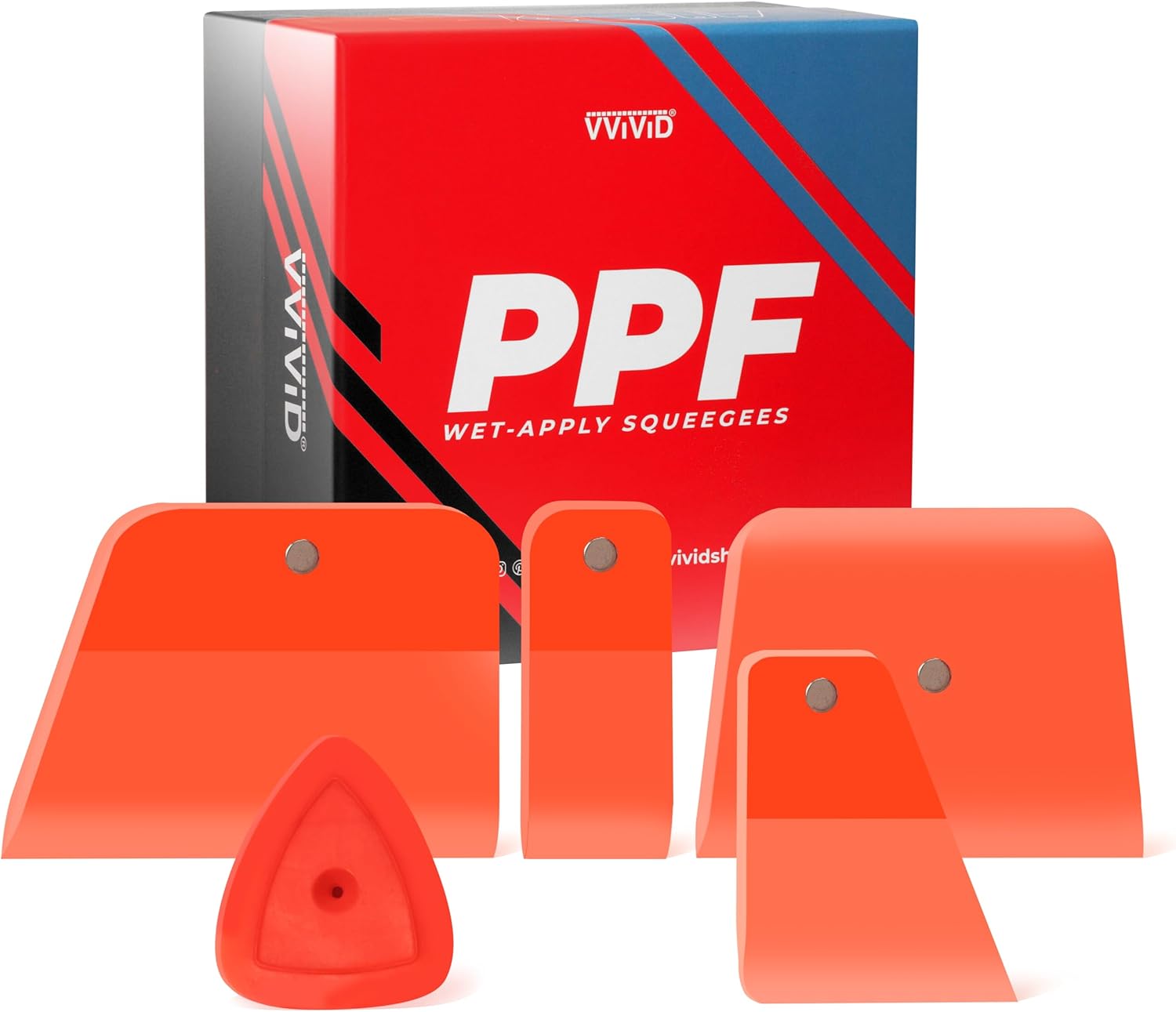 Magnetic PPF Squeegees for Wet-Apply, 5 PCS, 4x Scratch-Free TPU Squeegees & 1z PET Squeegee (MCF)