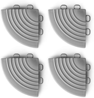 VViViD Elite Garage Modular Floor Tiles Corner Kit - Grey (4 Pack)