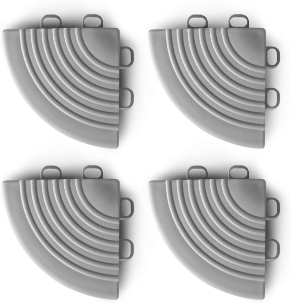 VViViD Elite Garage Modular Floor Tiles Corner Kit - Grey (4 Pack)