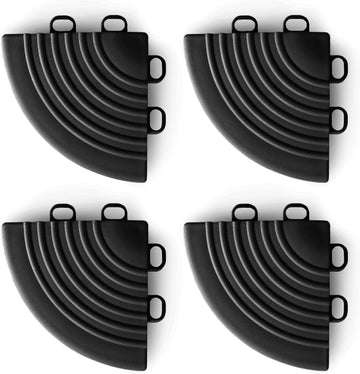 VViViD Elite Garage Modular Floor Tiles Corner Kit - Black (4 Pack)