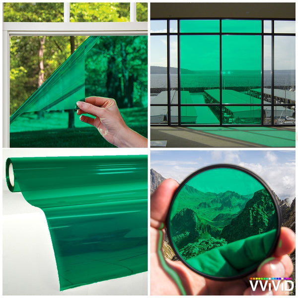 VViViD Transparent Colorful Vinyl Window Tinting Sheets - 5ft x 5ft- GREEN