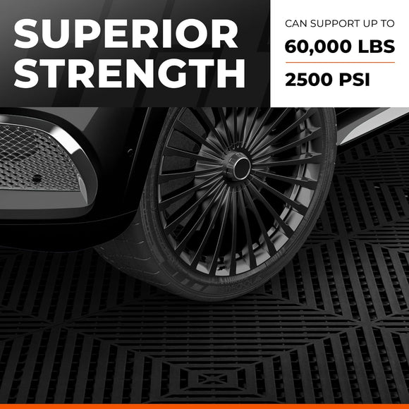 VViViD Elite Garage Modular Floor Tiles - Black (24 Pack)