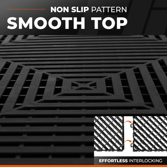 VViViD Elite Garage Modular Floor Tiles - Black (24 Pack)