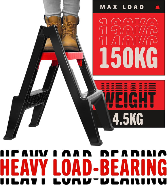 Folding Ladder 4.5kg High Stability 2 Step - 150kg Capacity (MCF)