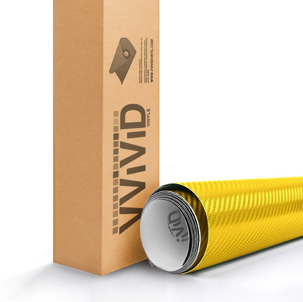Yellow 3D Carbon Fiber Vinyl Wrap Roll With VViViD XPO Air Release Technology - 2ft x 5ft