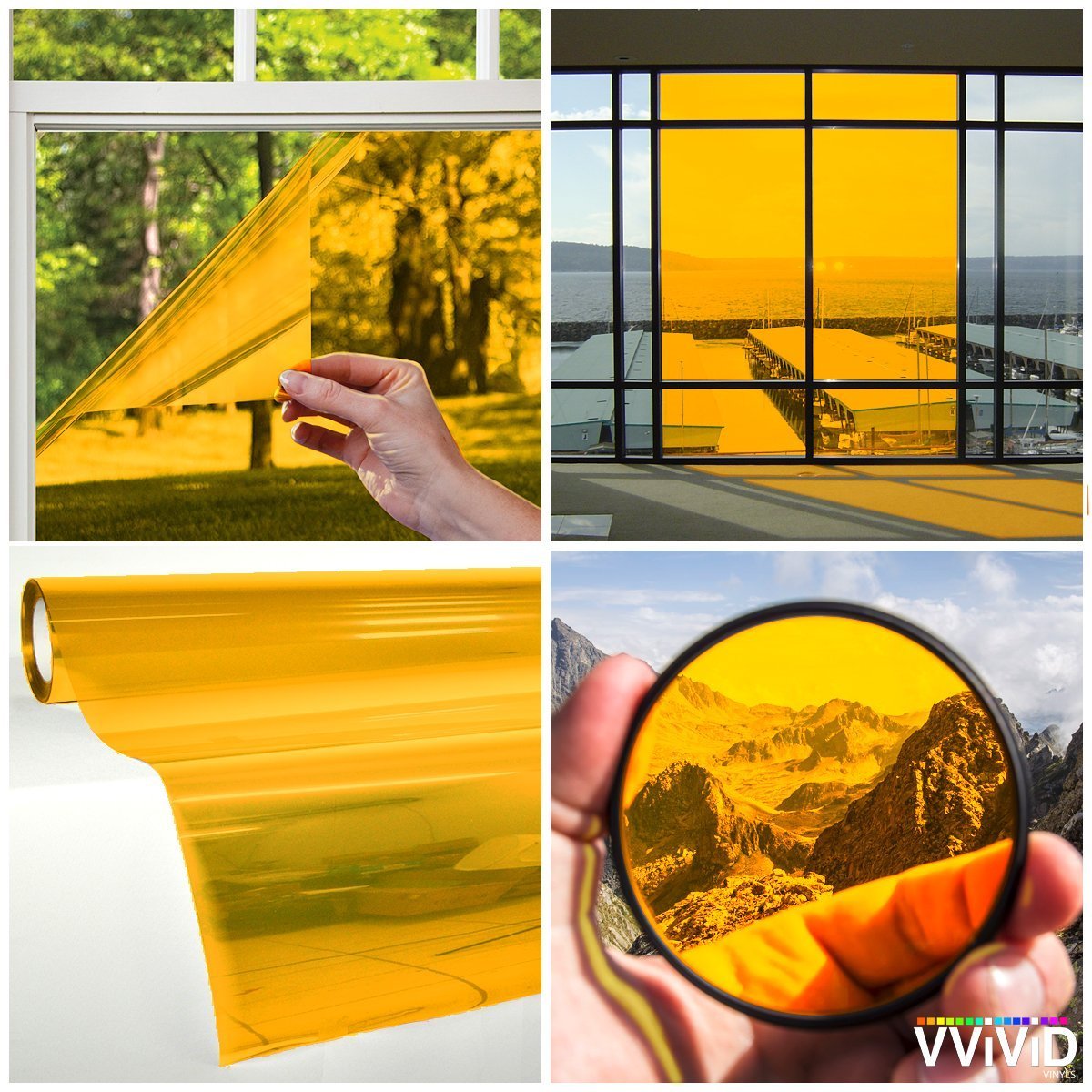 VViViD Transparent Colorful Vinyl Window Tinting Sheets - 5ft x 5ft - Yellow