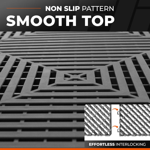 VViViD Elite Garage Modular Floor Tiles - Grey (24 Pack)