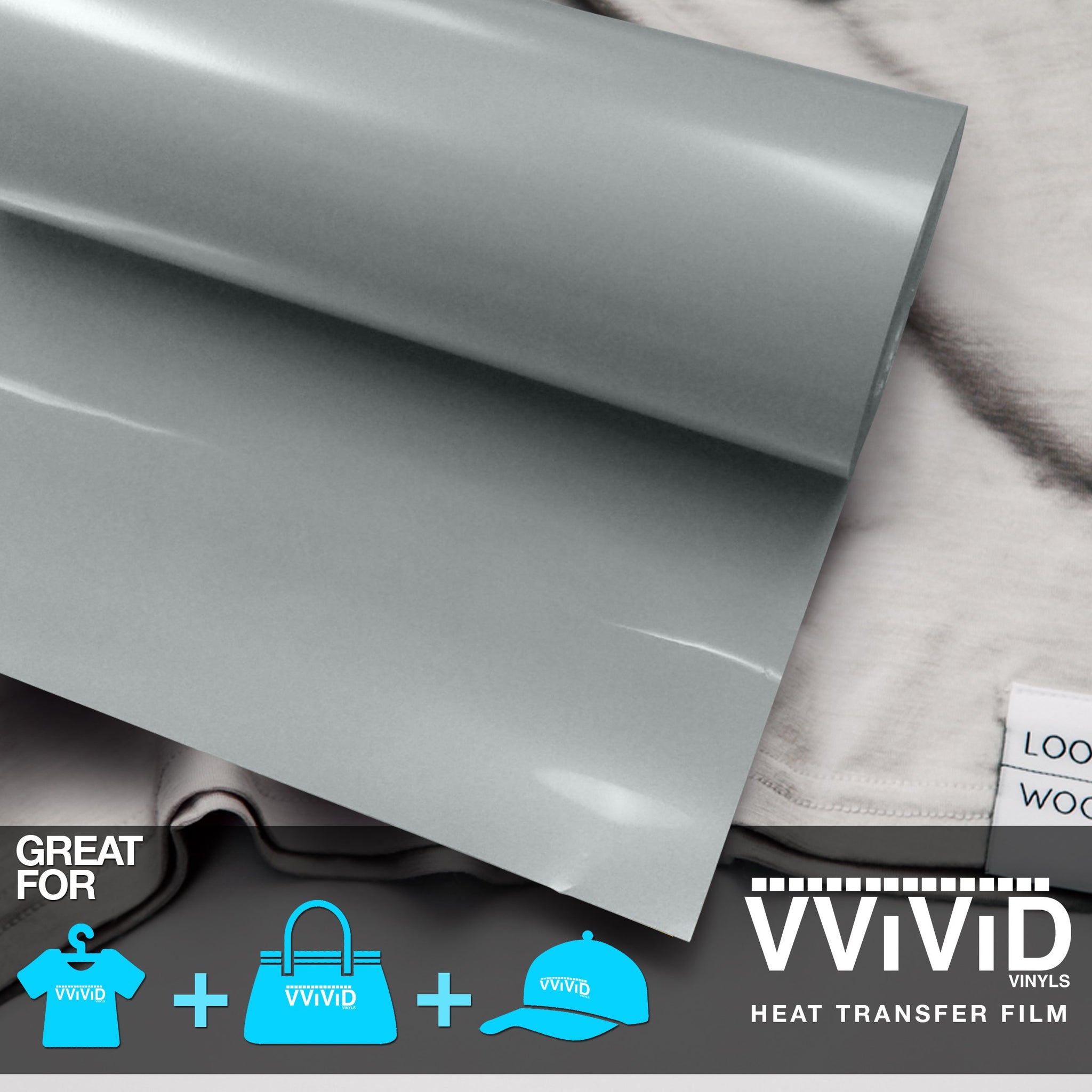 VViViD HTV Silver Metallic Heavy-Duty Iron-on Heat Transfer Vinyl Film (12  Inch x 3ft Roll)