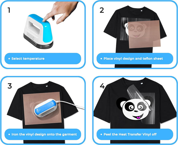 Compact Heat Press Machine for HTV Projects, DIY T-Shirts, Clothes, Portable, Lightweight (MCF)