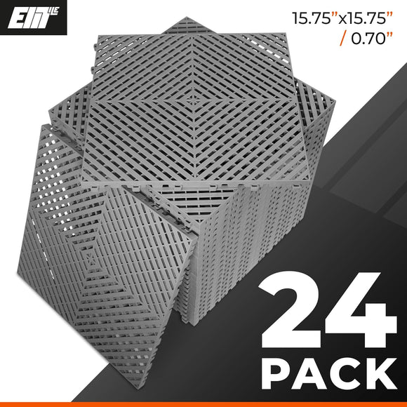VViViD Elite Garage Modular Floor Tiles - Grey (24 Pack)