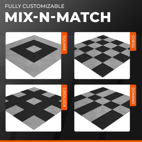 VViViD Elite Garage Modular Floor Tiles - Grey (24 Pack)