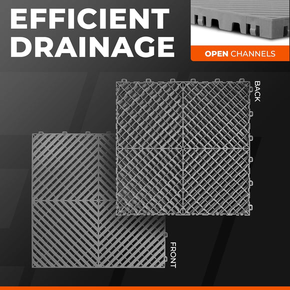 VViViD Elite Garage Modular Floor Tiles - Grey (24 Pack)