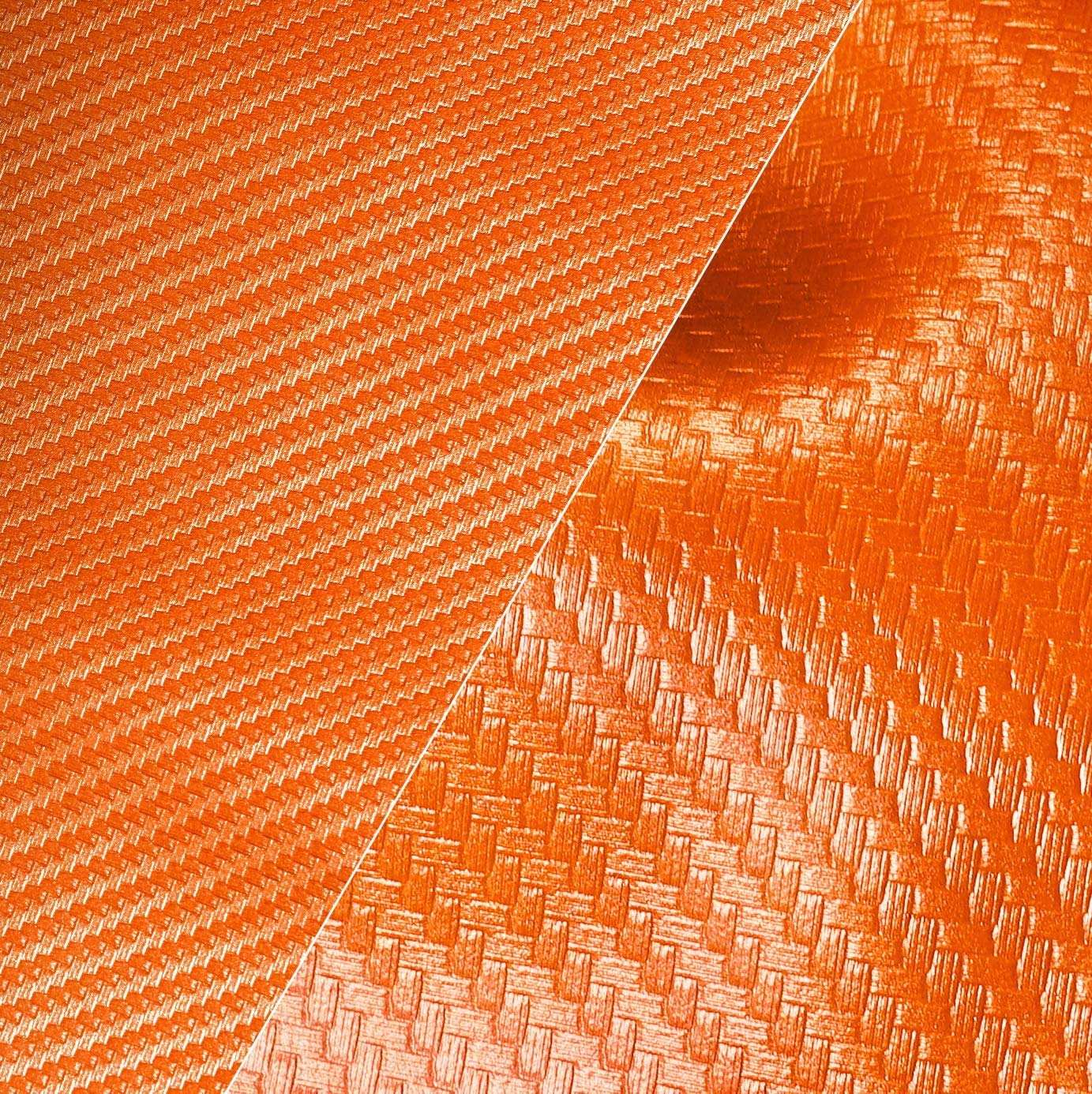VViViD Orange Carbon Fiber Weatherproof Faux Leather Finish Marine Vinyl Fabric - 17" x 54"