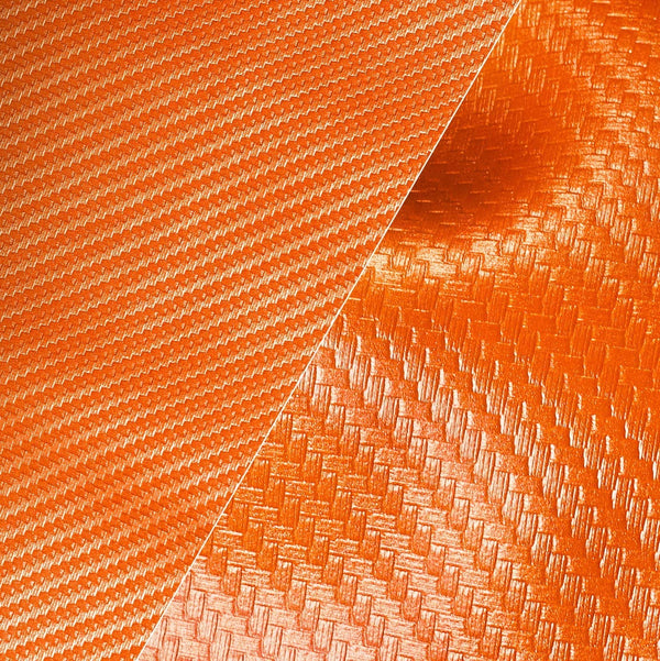 VViViD Orange Carbon Fiber Weatherproof Faux Leather Finish Marine Vinyl Fabric - 17