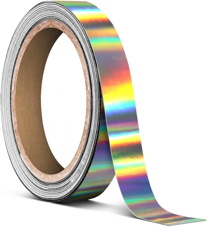 Silver Holographic Chrome Tape Roll 1/2 Inch Thick