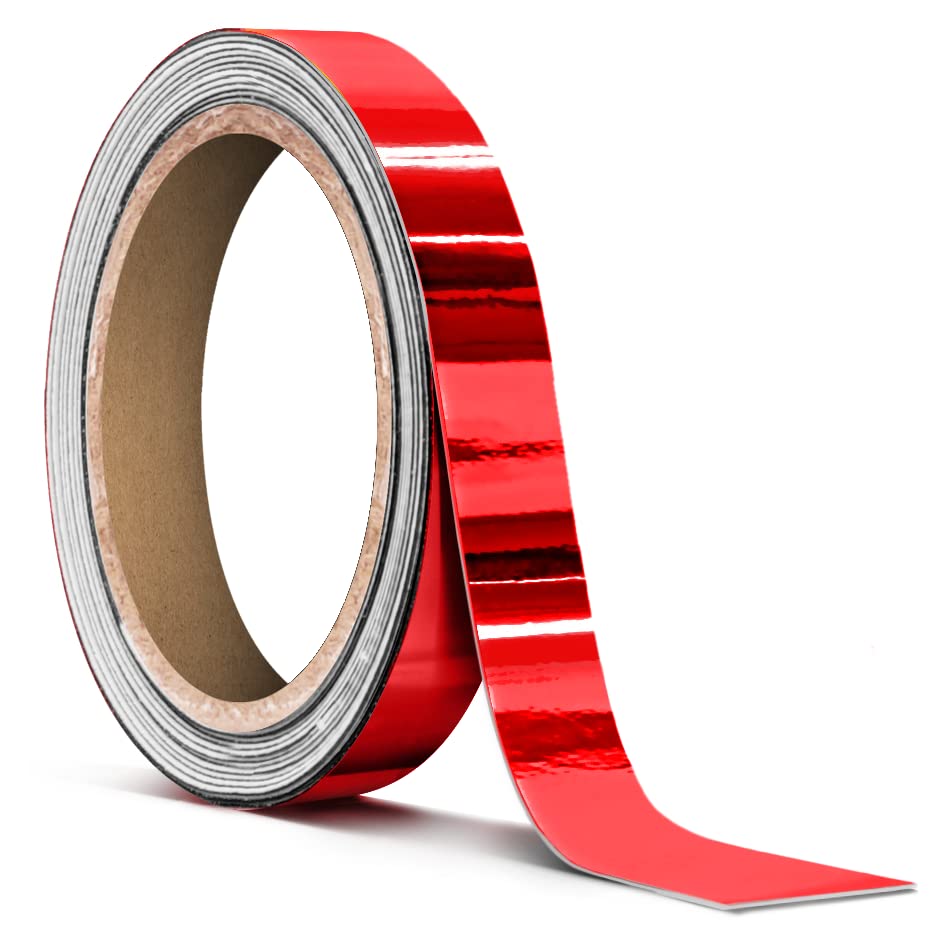 Red Mirror Chrome Tape Roll 1/2 Inch Thick