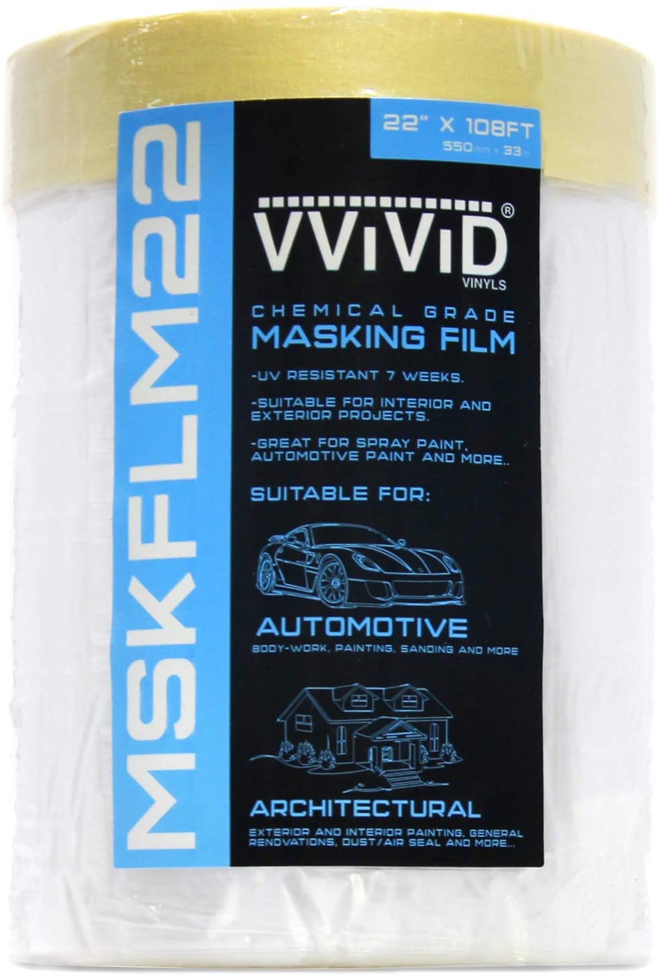 Vvivid Blue Stencil Vinyl Masking Film with Anti-Bleed 12 X 25