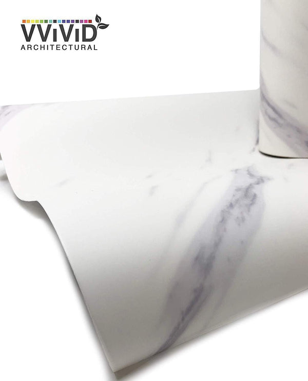 VViViD Slanted Carrara White Marble Matte Architectural Film - The VViViD Vinyl Wrap Shop