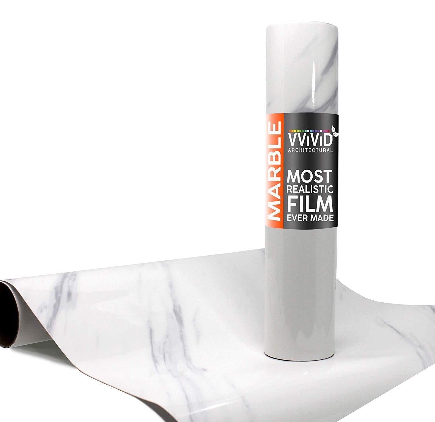 VViViD Slanted Carrara White Marble Gloss Architectural Film - The VViViD Vinyl Wrap Shop