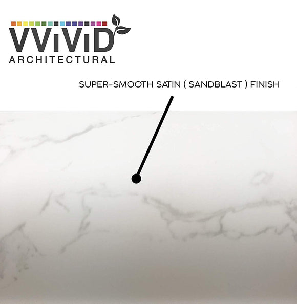 VViViD Carrara White Marble Matte Architectural Film - The VViViD Vinyl Wrap Shop