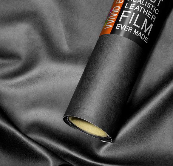 Bycast65 Black Matte Top-Grain Pattern Faux Leather Marine Vinyl Fabric - The VViViD Vinyl Wrap Shop