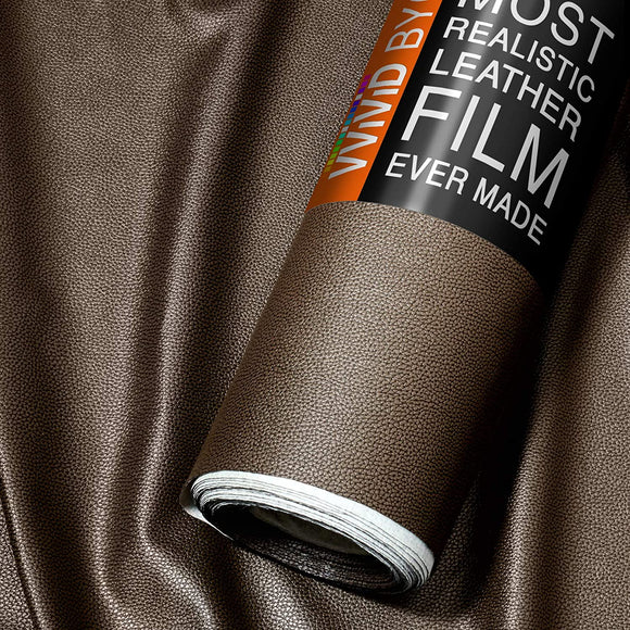 Bycast65 Brown Correct-Grain Pattern Faux Leather Marine Vinyl Fabric - The VViViD Vinyl Wrap Shop